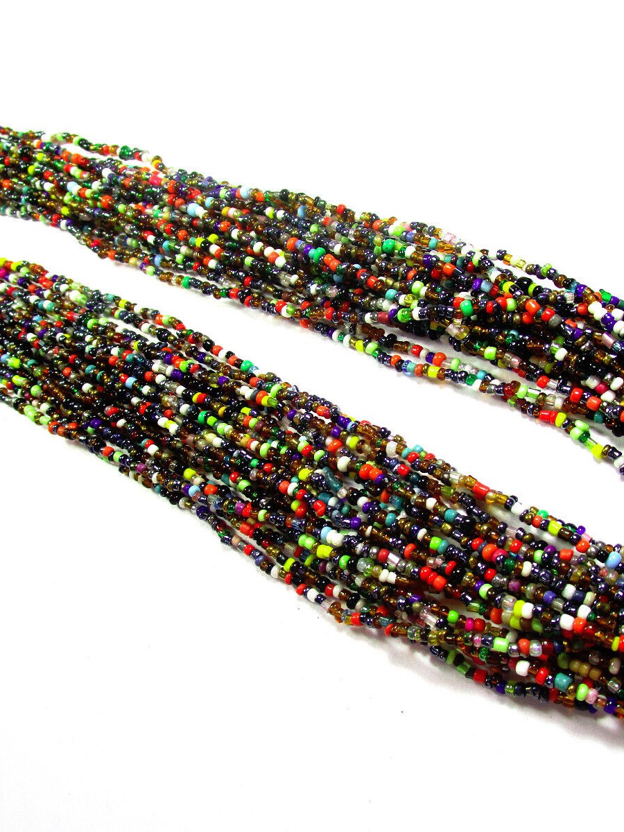 Beautiful Ethnic Handmade Bone Multi Color Glass Bead Strand Boho Necklace - N7830