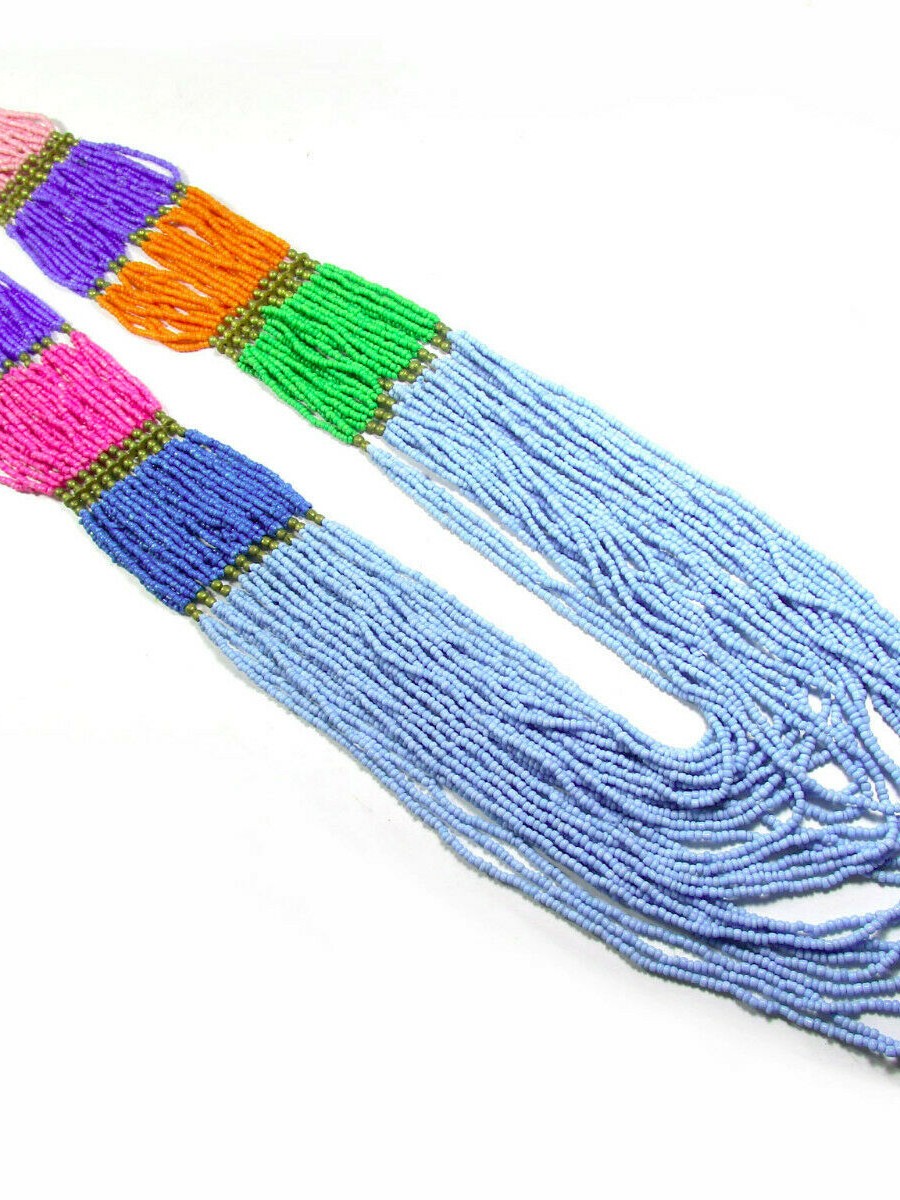 Bold Long Ethnic Tribal Naga Multi color Strand Handmade Fashion Necklace - N3899