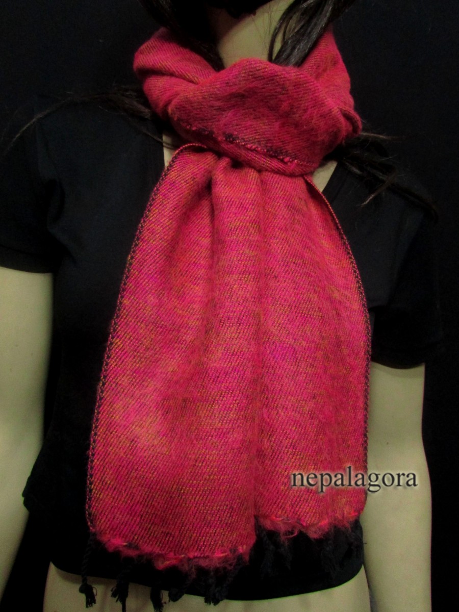 Handloom yak wool reversible Muffler scarf - Mu24