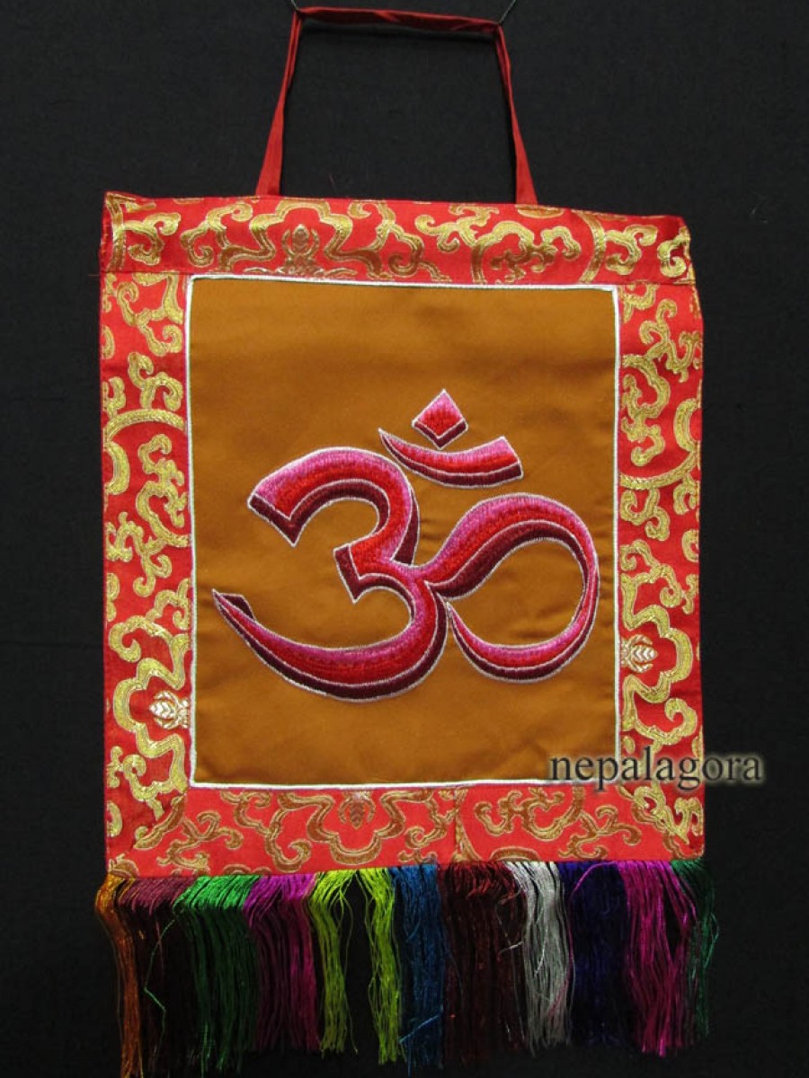 Sanskrit Om meditation Wall Hanging Embroidery Brocade Thangka Thanka Nepal