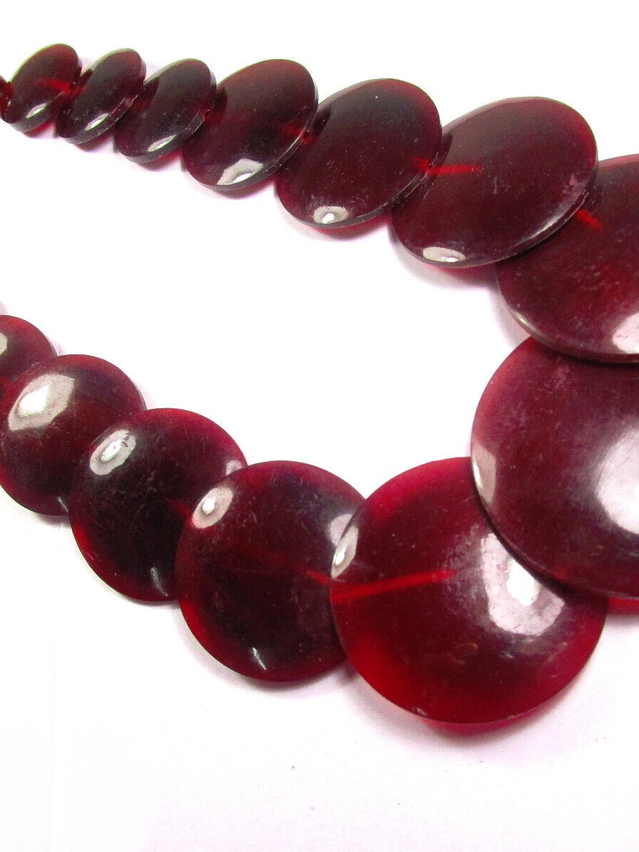 TIBETAN BOHO Ethnic Maroon Color Resin Round Beads Bold Necklace Jewelry - N7795
