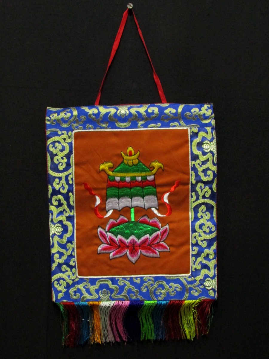 Tibetan Buddha Wall Hanging Victory Banner Embroidery Thangka Thanka Nepal - Th153