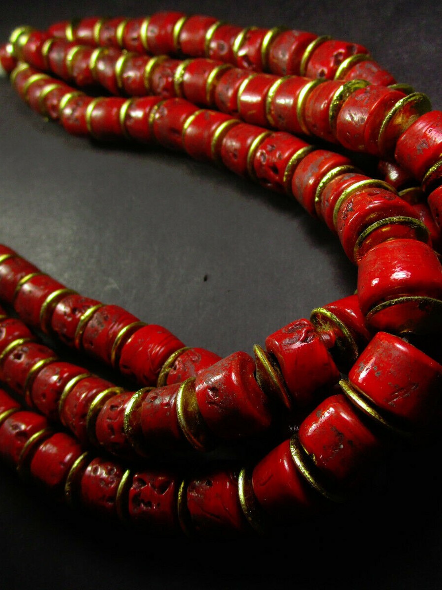 Tibetan Tribal Glass Multi Strand Ethnic Handmade RUNWAY NECKLACE Jewelry - N7600