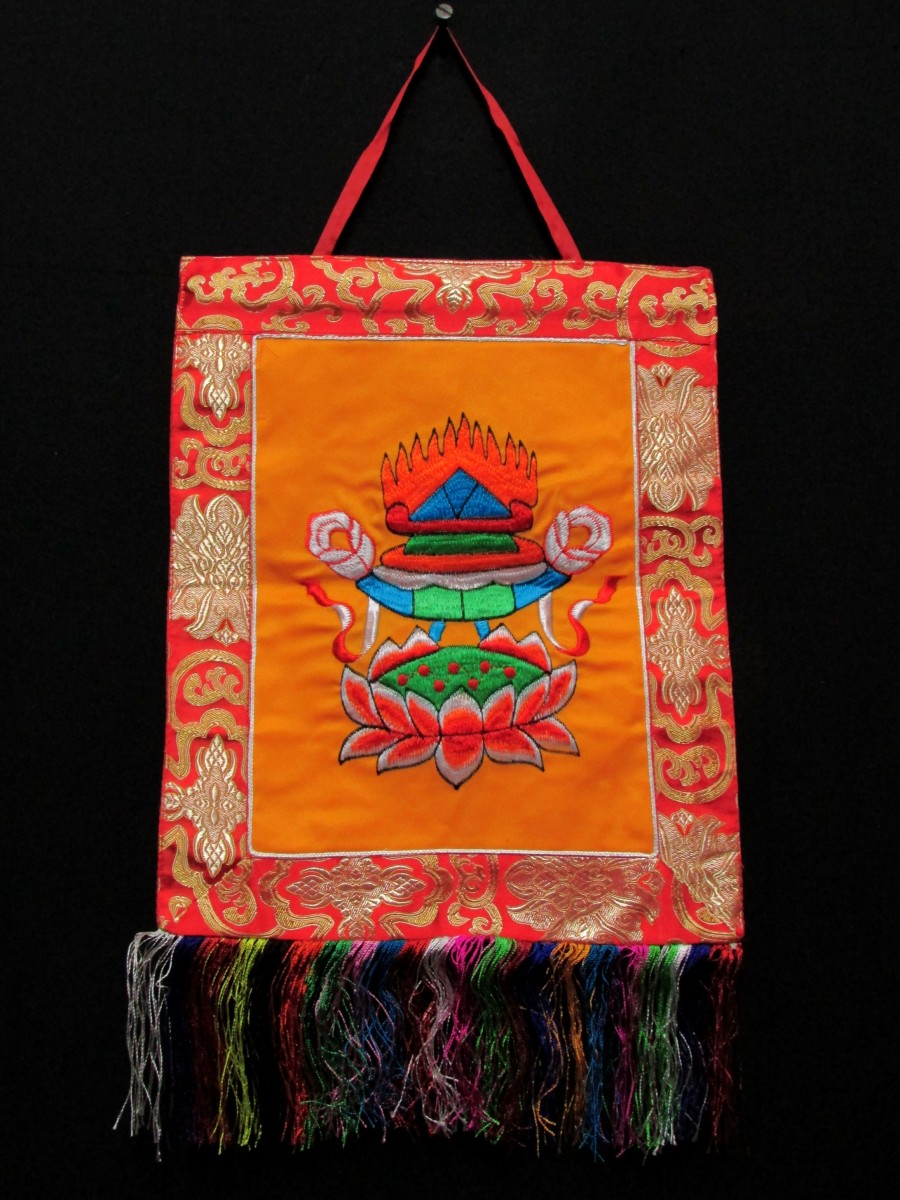 Tibetan Wall Hanging Parasol Embroidery Brocade Thangka Thanka Nepal - Th130