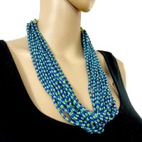 Bold Beautiful Ethnic Handmade Tibet Glass MultiStrand Women Gift Necklace