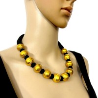 Bold Ethnic TIBET BRASS Tone Round Bead Gypsy Tribal Necklace Gift Jewelry