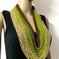 BOLD Long Heavy Multi Color Strand Crochet Fashion Ethnic Necklace Jewelry