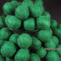 Decorative Dark Green Felt Pom Pom 2 cm Wool Handmade Beads Nepal