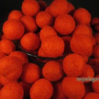 Decorative Felt Pom Pom 2 cm Wool Dark Orange Handmade Beads Nepal