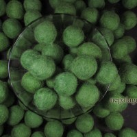 Decorative Felt Pom Pom 2 cm Wool Parrot Green Handmade Beads Nepal