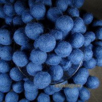 Decorative Felt Pom Pom 2 cm Wool Royal Blue Handmade Beads Nepal