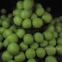 Decorative Lime Green Felt Pom Pom 2 cm Wool Handmade Beads Nepal