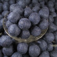 Decorative Navy Blue Felt Pom Pom 2 cm Wool Ball Handmade Beads Nepal