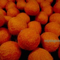 Decorative Orange Felt Pom Pom 2 cm Wool Ball Handmade Beads Nepal