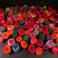 Decorative Spiral Round Felt 2 cm Wool Ball Handmade Beads Nepal