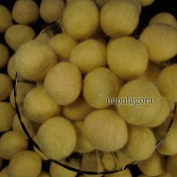 Decorative Yellow Felt Pom Pom 2 cm Wool Ball Handmade Beads Nepal