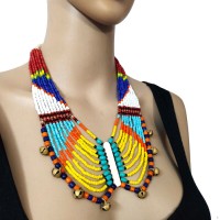 Ethnic BOLD Glass Multi Strand Jingle Bells Banjara Tribal Gypsy Necklace