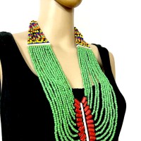 Ethnic BOLD Glass Multi Strand Naga Banjara Tribal Long New Necklace India