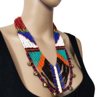 Ethnic BOLD Multi Strand Jingle Bells Banjara TIBET Tribal Glass Necklace