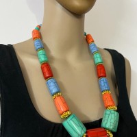 Ethnic Fashion Multi Color Resin Beads Gypsy Tribal Necklace India Jewelry