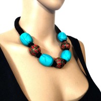 Ethnic Fashion Resin Gypsy Tribal Collar Choker Tibetan Necklace Jewelry