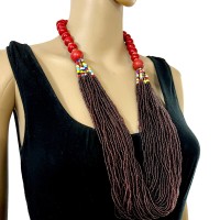 Ethnic Glass Multi Strand Long Tribal Gypsy TIBETAN Handmade Necklace