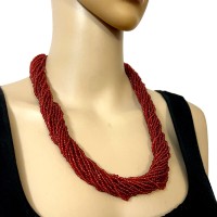 Ethnic Glass Multi Strand Tribal Gypsy Fashion Necklace Women Gift Jewelry