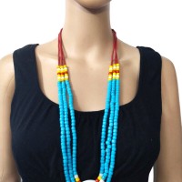 Ethnic Glass MultiStrand Gypsy Handmade Tribal Long Necklace India Jewelry