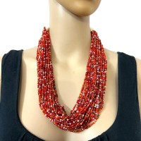 Ethnic Glass Strand Crochet Tribal Women Gypsy Fashion Necklace Jewelry