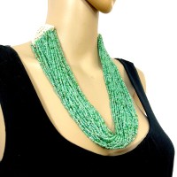 Ethnic Glass Strand Crochet Tribal Women Gypsy Fashion Necklace Jewelry
