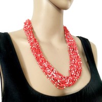 Ethnic Handmade Glass Beads Multi Strand Tribal Gypsy Necklace India Women