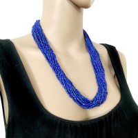 Ethnic Handmade Glass Beads Multi Strand Tribal Gypsy Necklace India Women