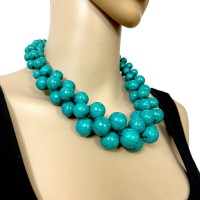 Ethnic Resin Bead Handmade Fashion Collar Chunky Necklace Vintage Jewelry