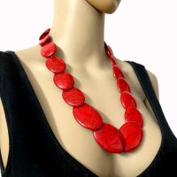 Ethnic TIBETAN Gypsy Handmade Resin Oval Beads Necklace Women Gift Jewelry