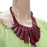 Ethnic Tribal Maroon Resin Retro statement Fashion Necklace Women Jewelry Gift