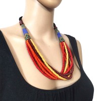 Ethnic Tribal Resin Multi Strand Choker Handmade Boho Fashion Necklace