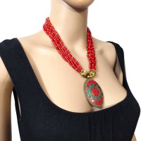 Handcrafted statement tribal gypsy boho handmade pendant Necklace