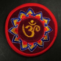 Handmade 10 cm Om embroidered singing bowl cushion mat coaster Nepal