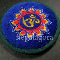 Handmade 10 cm Om embroidered singing bowl cushion mat coaster Nepal