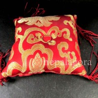 Handmade 4.3 inch silk brocade square singing bowl cushion Pillow Nepal