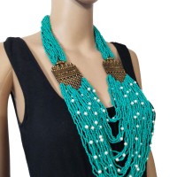 Long Ethnic Fashion Bold Ganesh Glass Multi Strand BOHO Gypsy New Necklace