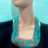Runway FASHION Tribal Boho Gypsy Glass Multi Strand Pendant Necklace