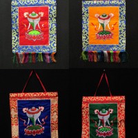 Set of 4 Conch Shell Sankha Embroidered Thanka Thangka Wall Hanging Tibet nepal