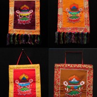 Set of 4 The Vase of Treasure Embroidered Brocade Thanka Thangka Wall Hanging Tibet Nepal