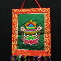The Vase of Treasure Embroidered Brocade Thanka Thangka Wall Hanging Tibet Nepal