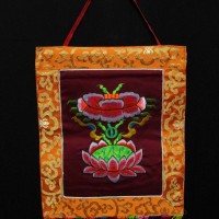 Tibetan Auspicious sign Lotus Embroidered Thanka Thangka Wall Hanging Nepal