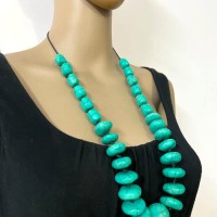 TIBETAN Bold FASHION Green Resin Tribal Long Handmade Gypsy Necklace Women