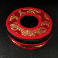 Tibetan Buddhist bell 10 cm cymbal case brocade round Tingsha box bag Gift Nepal