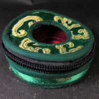 Tibetan Buddhist bell 8 cm cymbal case brocade round Tingsha box bag Gift Nepal