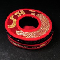 Tibetan Buddhist bell 9 cm cymbal case brocade round Tingsha box bag Gift Nepal